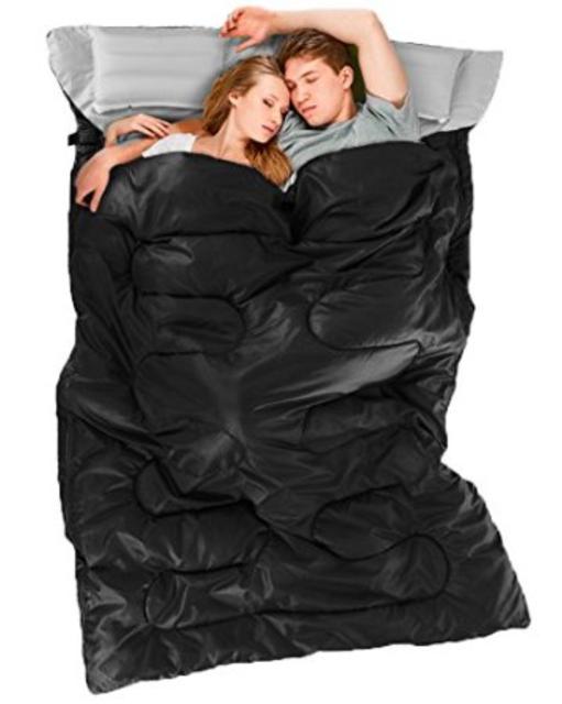 Double Sleeping Bag with 2 Pillows and a Carrying Bag - Comfortable Temperature 32F To 50F