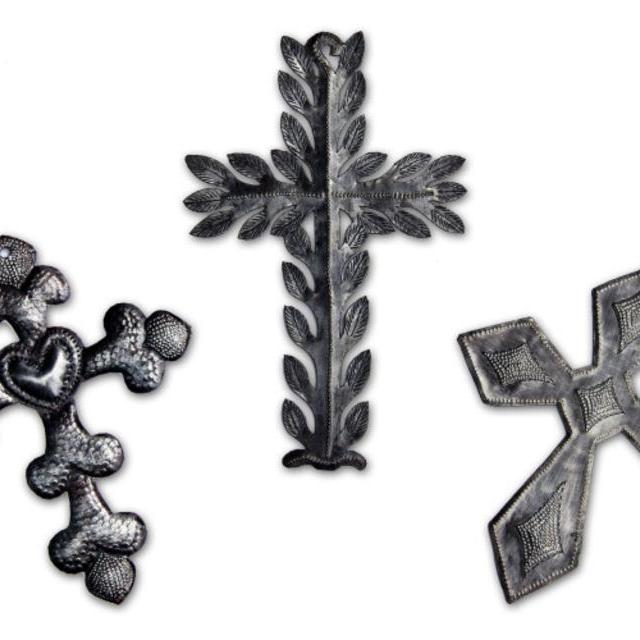 Trio of Metal Crosses