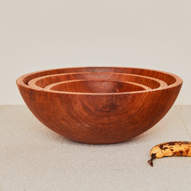 Hawkins NY Large Ebonized Solid Oak Bowl