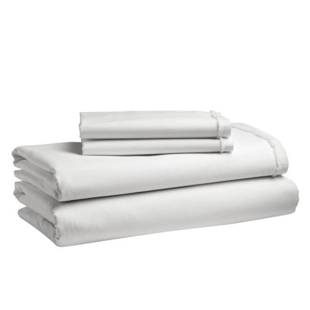 Organic Cotton Frayed-Edge Sheet Set, Full, White
