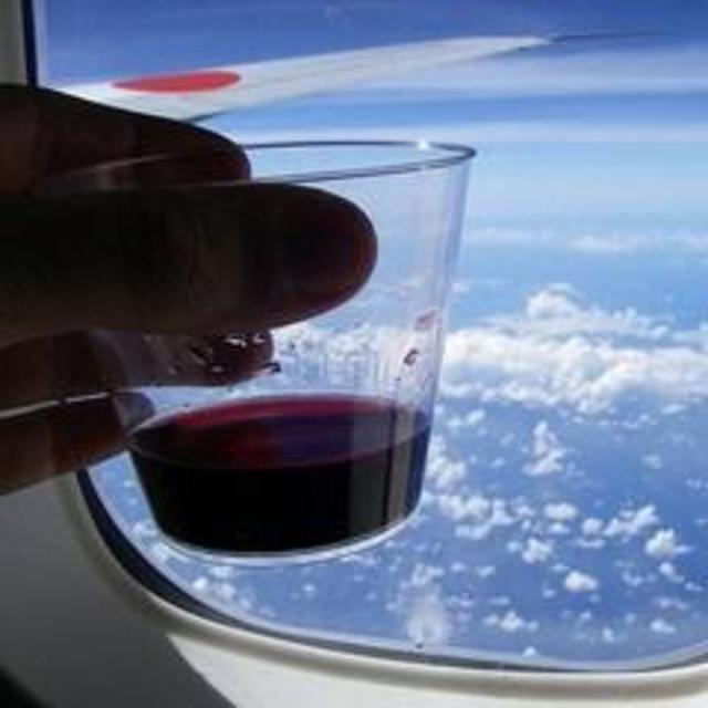 Two glasses of wine on the plane to Buenos Aires