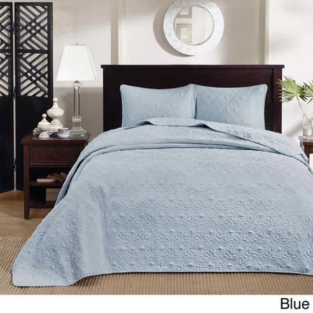 Madison Park Mansfield 3-piece Oversized Bedspread Set - Blue