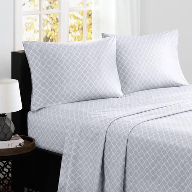 Madison Park Printed Fretwork Cotton Sheet Set - Queen
