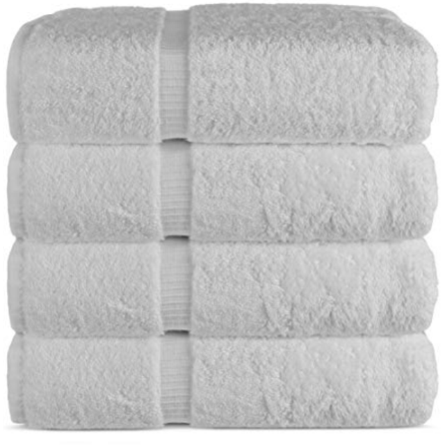 Luxury Hotel & Spa Bath Towel 100% Genuine Turkish Cotton, 27" x 54" ,Set of 4,White