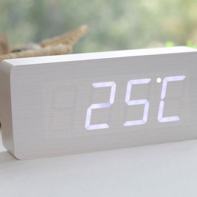 Wood Grain LED Alarm Clock