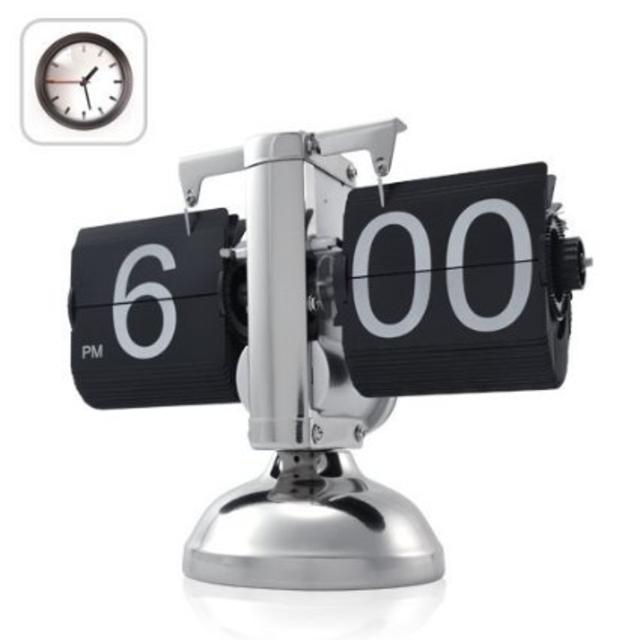 niceeshop(TM) Retro Flip Down Clock , Internal Gear Operated,Black
