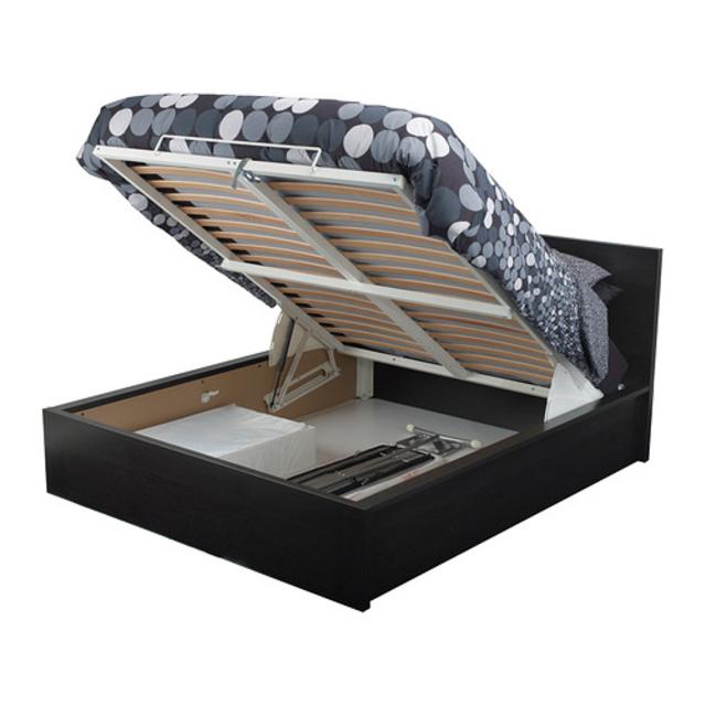MALM Storage bed, black-brown