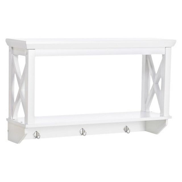 RiverRidge® X-Frame Collection Wall Shelf with Hooks - White