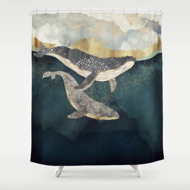 Society 6 Cosmic Whales Shower Curtain