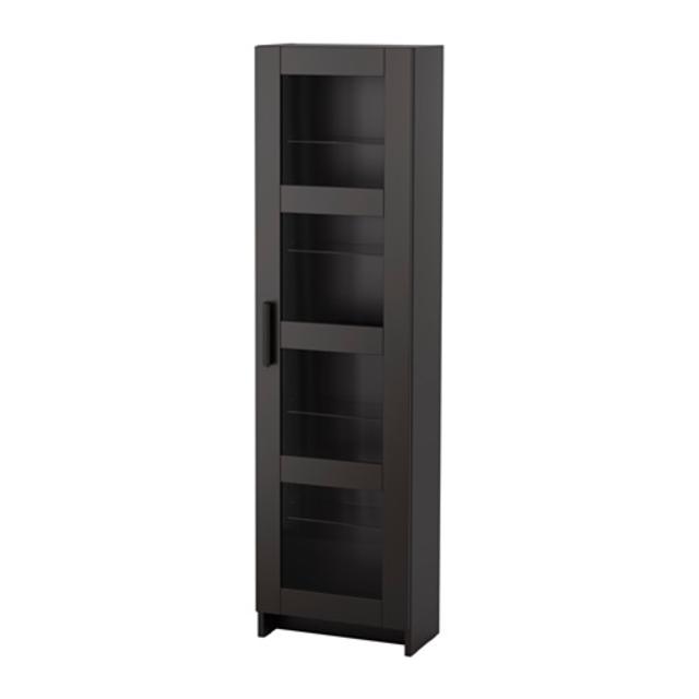 BRIMNES Glass door cabinet, black