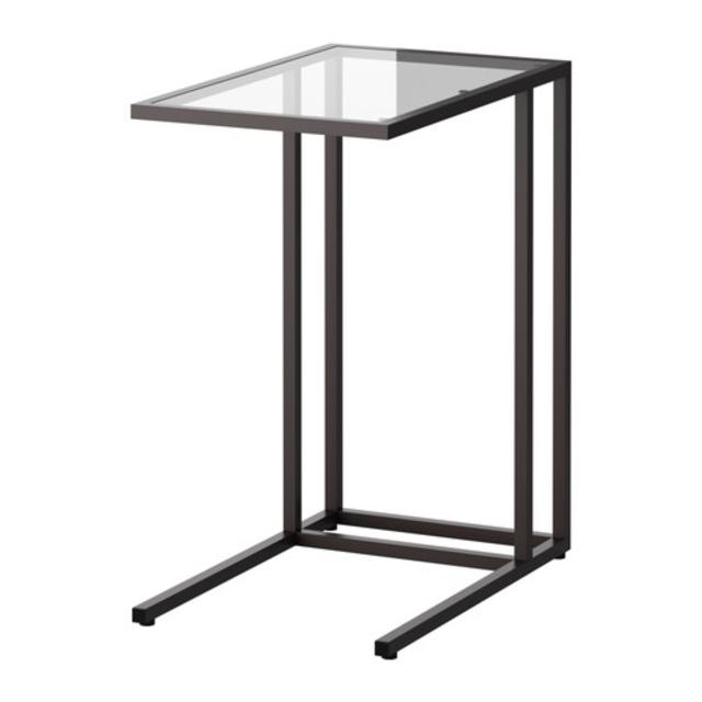 VITTSJÖ Laptop stand, black-brown, glass