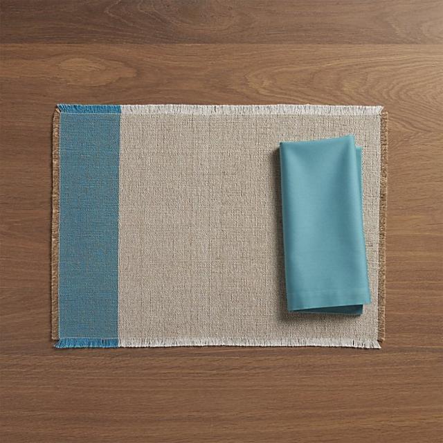 Roscoe Teal Placemat and Fete Aqua Napkin