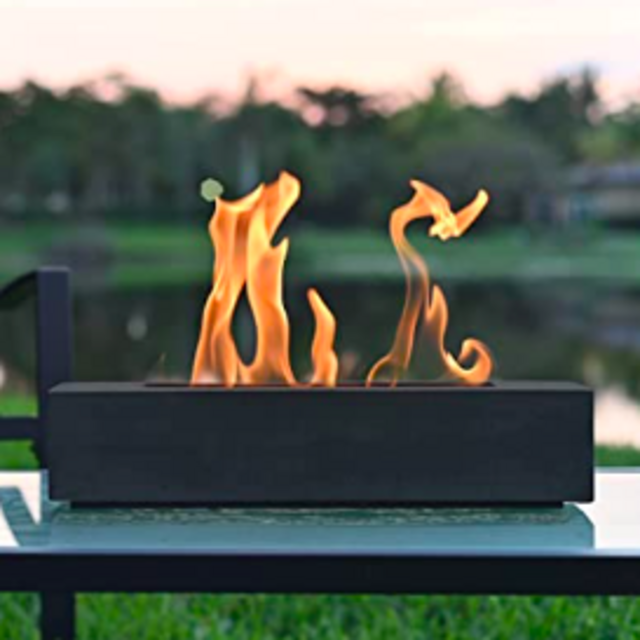 Colsen Tabletop Rubbing Alcohol Fireplace Indoor Outdoor Fire Pit Portable Fire Concrete Bowl Pot Fireplace Rectangular (Black Edition)