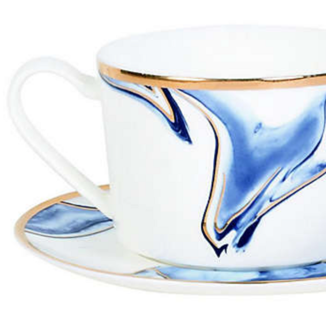 Olivia & Oliver™ Harper Marble Gold Cup and Saucer in Blue