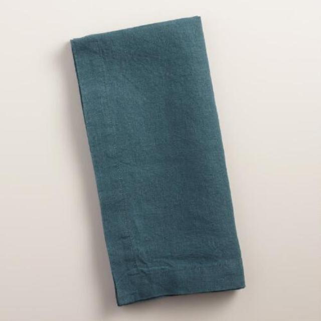 Indigo Blue 100% Linen Napkins Set of 4