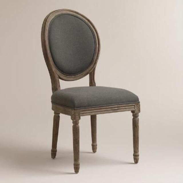 Charcoal Linen Paige Round-Back Dining Chairs, Set of 2