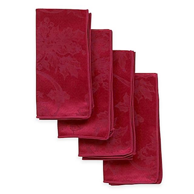 Christmas Ribbons Napkins in Ruby (Set of 4)