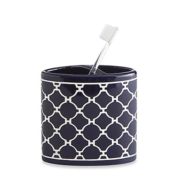 Jill Rosenwald Hampton Links Toothbrush Holder in Navy/White