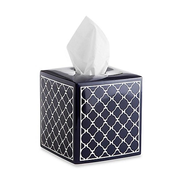 Jill Rosenwald Hampton Links Boutique Tissue Box Cover in Navy/White
