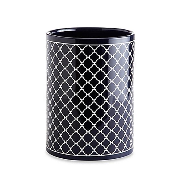 Jill Rosenwald Hampton Links Wastebasket in Navy/White