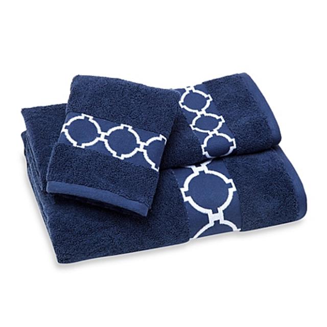 Jill Rosenwald Hampton Links Fingertip Towel in Navy/White