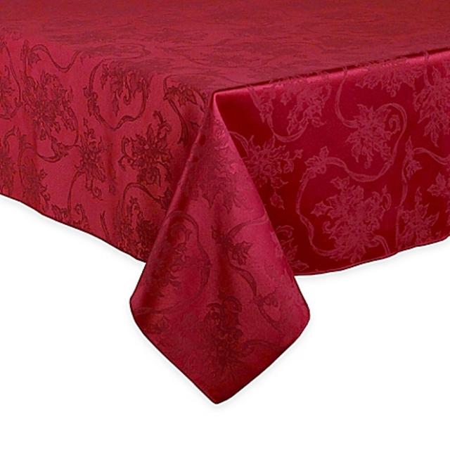 Christmas Ribbons 60-Inch x 120-Inch Oblong Tablecloth in Ruby