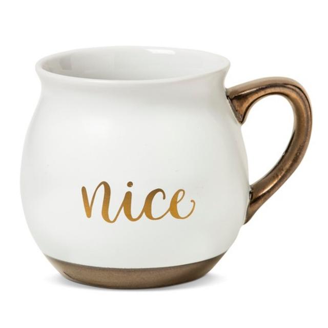 "Nice" 16oz Stoneware Mug Gold and Cream - Threshold™