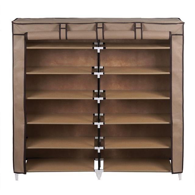 Songmics 7-Tier Shoe Rack 36-Pair Shoe Storage Cabinet Organizer Portable Covered Shoe Shelf Mocha URXJ12K