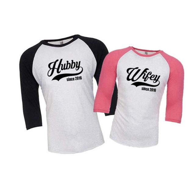 Couples Shirts, Honeymoon Shirts, Personalized Hubby Wifey Baseball Shirts, Husband and Wife Shirts, Just Married Shirts, Hubby Wifey Shirts