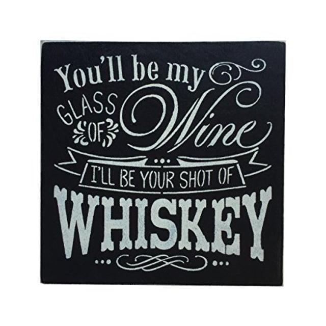 Handpainted Wood Sign Whiskey & Wine