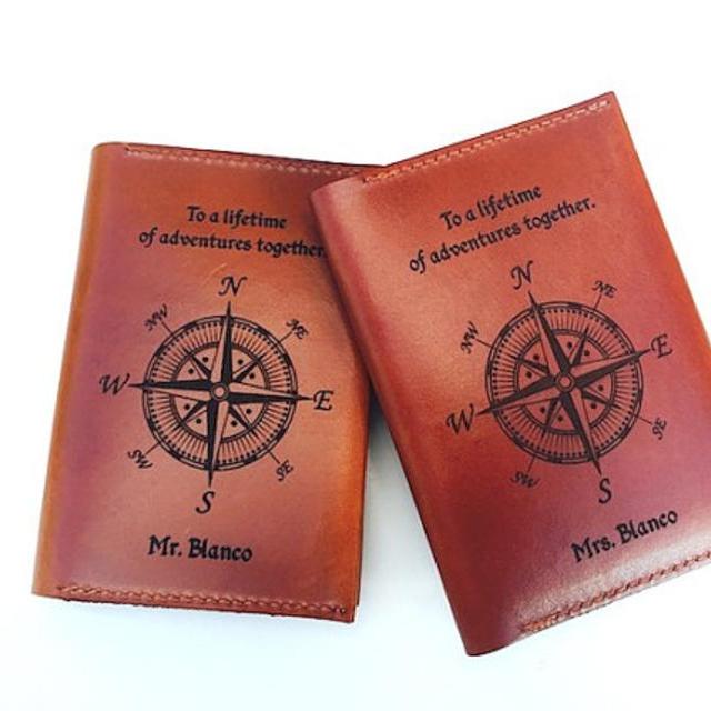 Mr and Mrs Wedding Gift, Passport Sleeve Cover, Wife Gift, Bride Gift From Groom, Compass Passport Wallet, Couples Anniversary Gift,