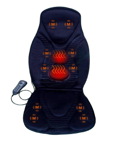 New Five Star FS8812 10-Motor Vibration Massage Seat Cushion with Heat - Neck - Shoulder - Back & Thigh Massager with Heat (Black)