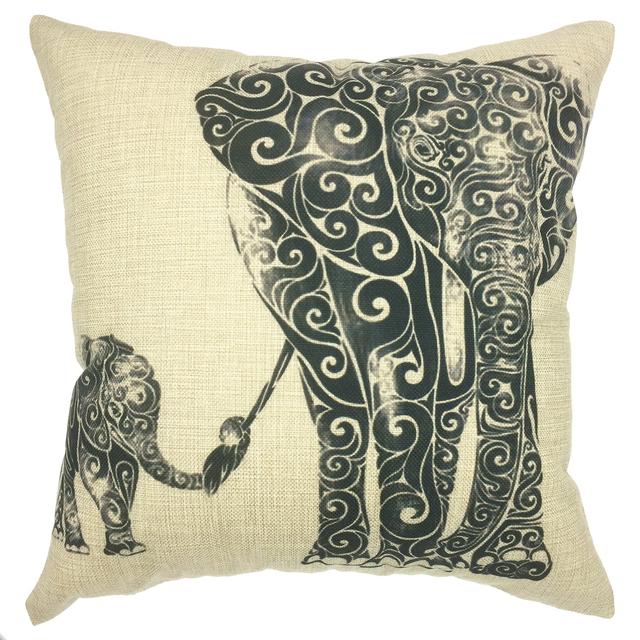 YOUR SMILE Elephant Cotton Linen Square Decorative Throw Pillow Case Cushion Cover 18x18 Inch(44CM*44CM) (Color#16)