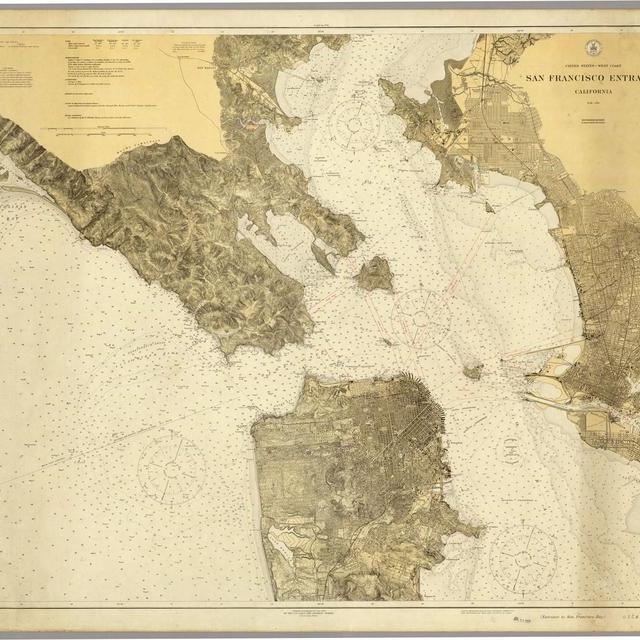 1926 Old Historical Nautical Map of San Francisco and Oakland- Various Sizes Reprint