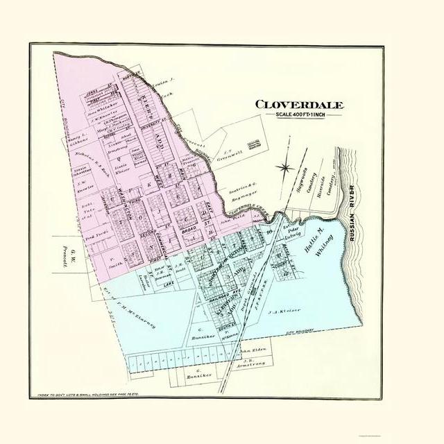 Historic City Maps - CLOVERDALE CALIFORNIA LANDOWNER MAP (CA) BY THOMPSON 1877 - Matte Art Paper
