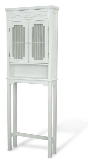 Elegant Home Fashions Lisbon Collection Shelved Bathroom Space-Saver, White