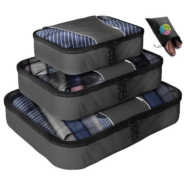 Packing Cubes - 4 pc Set Luggage Organizer - Bonus Shoe Bag Included - Lifetime Guarantee - By Bingonia Travel Accessories