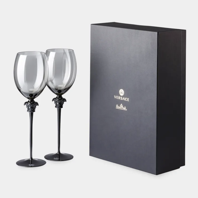 Versace Medusa Lumiere Haze Red Wine Glasses, Set of 2