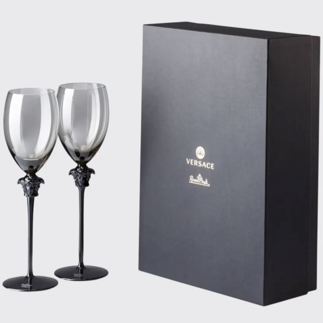 Versace Medusa Lumiere Haze White Wine Glasses, Set of 2