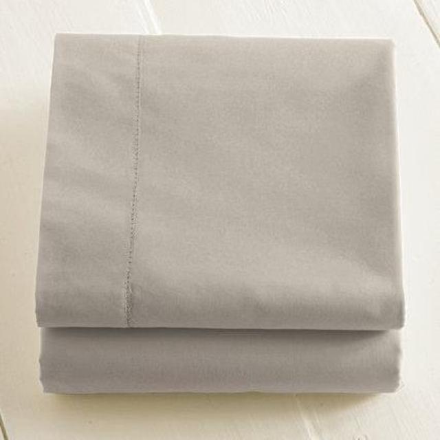 280-Thread-Count Pima Cotton Percale Sheet, Fitted, Silver Sand, Queen