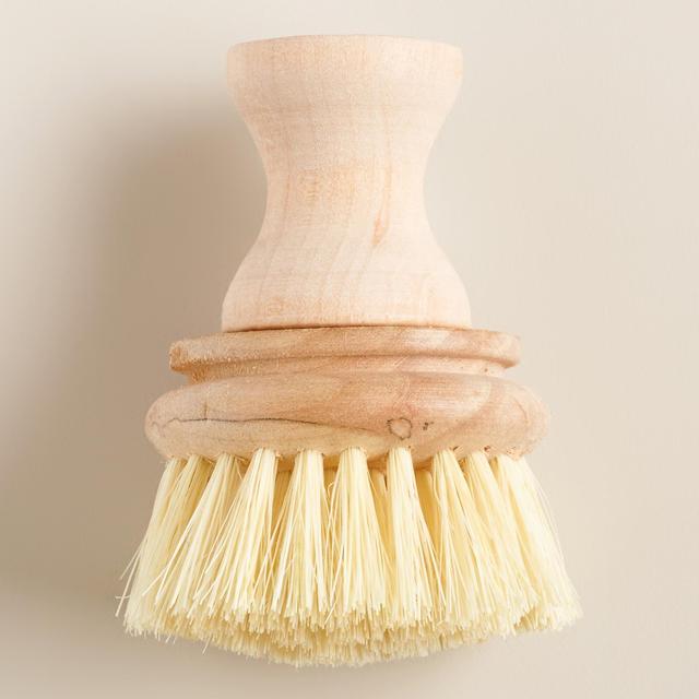 Tampico Bristle Wood Knob Vegetable & Dish Brushes, Set of 2