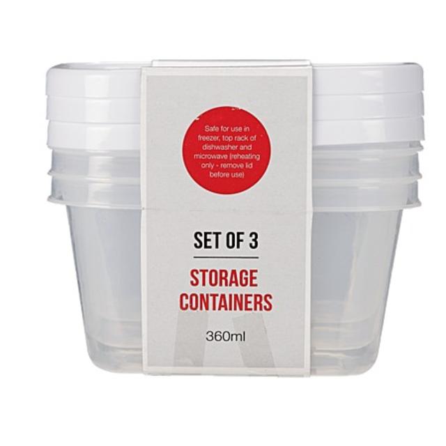 Plastic Container Set White 3 Piece