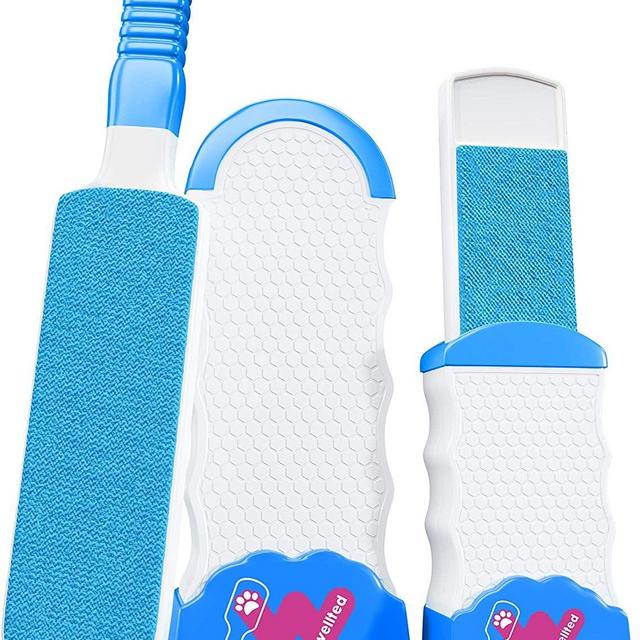 WELLTED 2021 Updated Pet Hair Remover Brush - Lint Brush - Fur Remover - Fur & Lint Removal - Dog & Cat Hair Remover - Double-Sided Brush with Self-Cleaning Base - for Furniture Clothing Car Seat