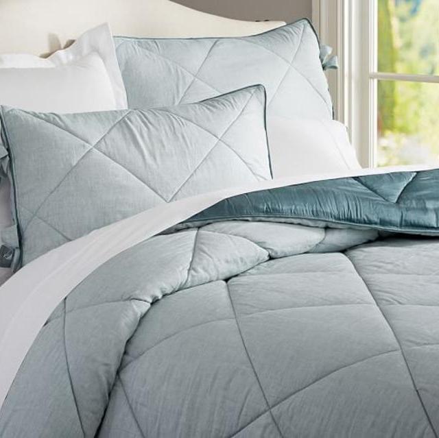 Linen Silk Comforter: Full/Queen Size, Porcelain Blue