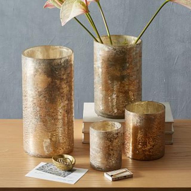 Distressed Mercury Glass Hurricanes