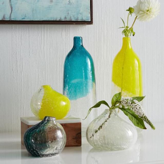 Crackled Glass Vases