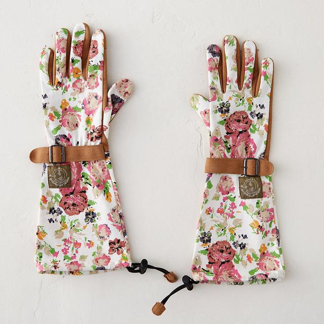 Floral Twill Garden Gloves
