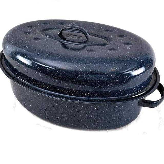 Granite Ware F0559-2 Large Covered Oval Roasting Pan, 18”, Blue