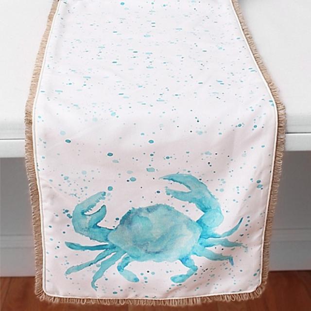 Thro Splatter Paint Print 72-Inch Crab Table Runner in Blue