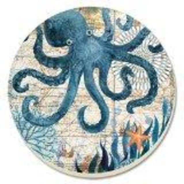 CounterArt Monterey Bay Octopus Absorbent Coasters, Set of 4